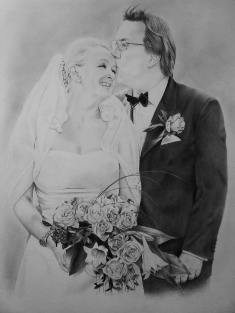 Et vintage portrett av et brudepar