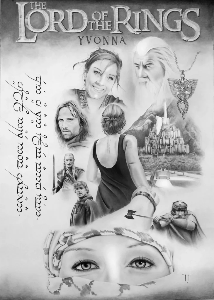 Et portrett av en dame ved navn Yvonna som er foreviget i en plakat fra Ringenes Herre